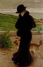 Vittorio Matteo Corcos An Elegant Lady with her Faithful Companion by the Beach painting